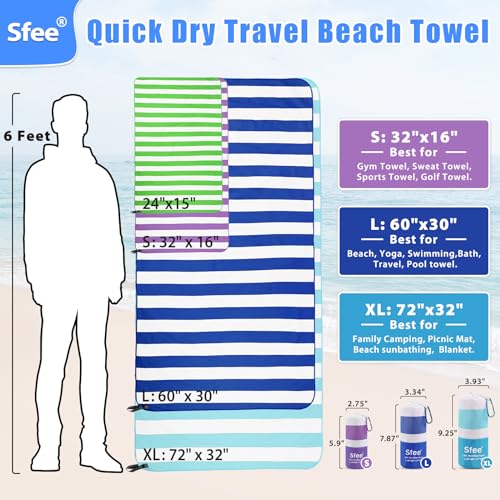 4 Pack(8Pcs) Microfiber Travel Towel, Beach Towel Quick Dry Towel Camping Towel Super Absorbent Compact Lightweight Sports Gym Towels for Beach, Gym, Hiking, Pool, Backpacking, Bath, Yoga