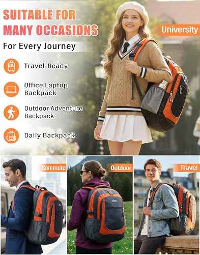 Backpack Bookbag for College Sturdy Travel Business Hiking Fit Laptop Up to 15.6 Inch Multi Compartment Gifts for Men Women Night Light Reflective