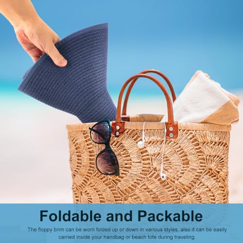Sun Hats for Women Wide Brim Summer Hat Large Floppy Sun Straw Hat Foldable Packable Beach Hats UPF 50+