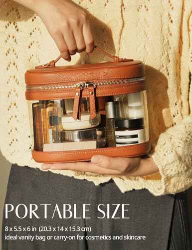 Travel Makeup Case Clear Vanity Bag with Brush Holder