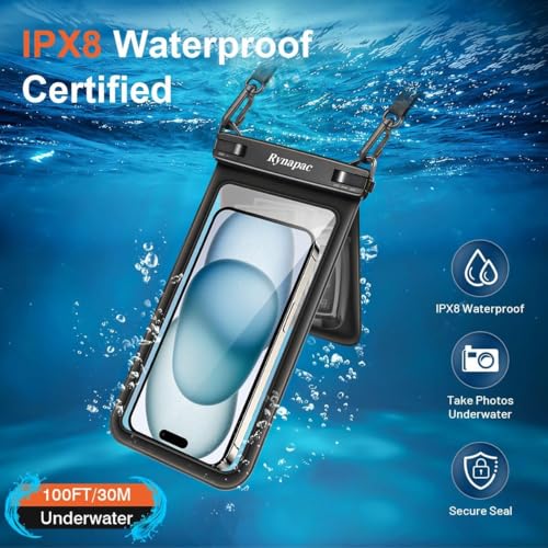 IPX8 Double Space Waterproof Phone Pouch up to 8.5" (2 Count)