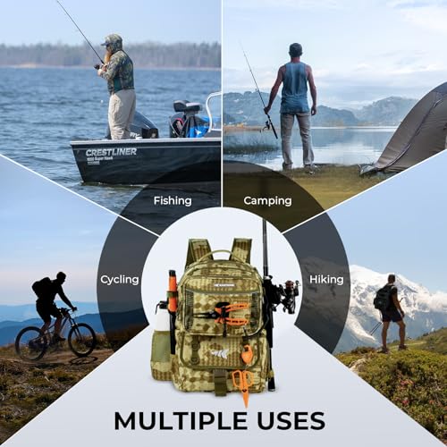 BaitSpace Fishing Backpack with Bait Binder & 2 Rod Holders