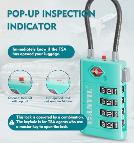 TSA Approved Luggage Locks with Search Alert Indicator (2 Count)