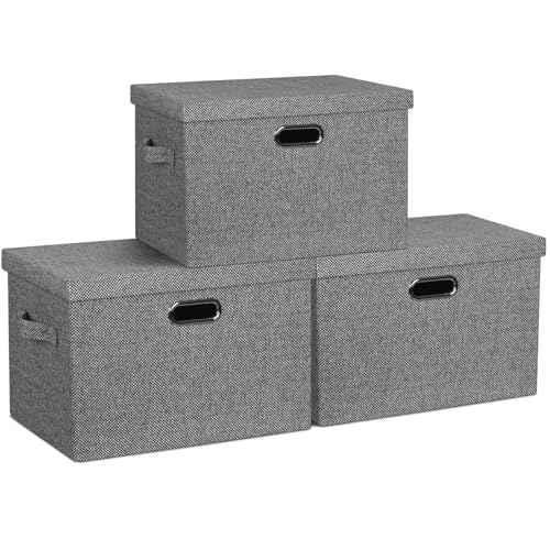 Storage Bins with Lids Fabric Closet Organizers Cubes Office Organization (3 Count)