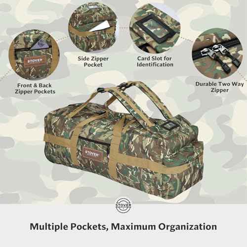 45/80/100L Rolling Duffel Bag with Wheels, Large Durable Travel Duffle + Toiletry Bag, Heavy Duty, Packable, Foldable with Shoulder Straps- Use as Luggage or Backpack, Men/Women (Camouflage)