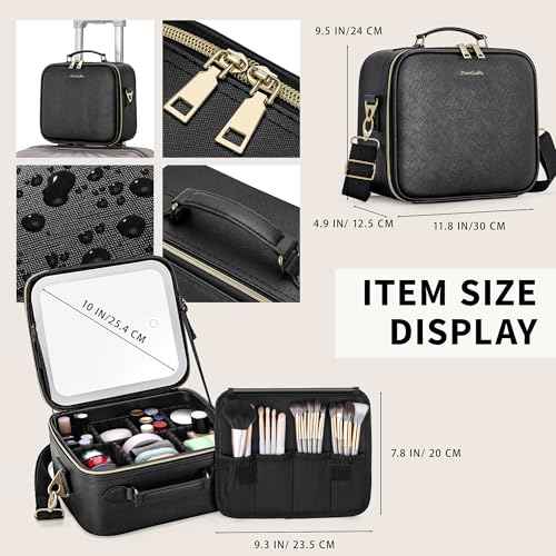 Travel Makeup Bag with LED Mirror