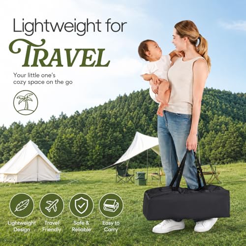 Pack and Play Portable Baby Crib Foldable Playard Leightweight Travel Playpen for Tooddlers and Infant Black