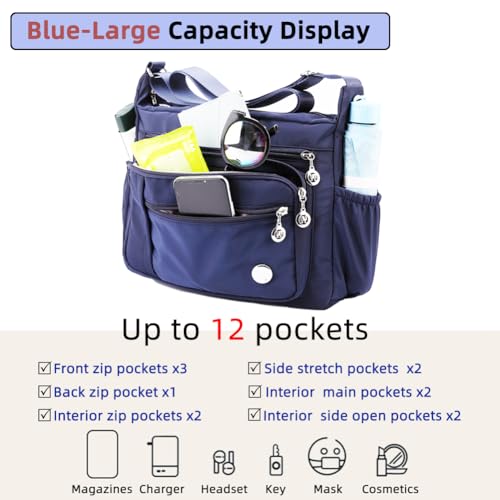 Women Shoulder Handbag Roomy Multiple Pockets Bag Ladies Crossbody Purse Fashion Tote Top Handle Satchel