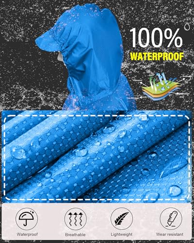 Hooded Rain Poncho Packable Waterproof Unisex Raincoat with Pocket