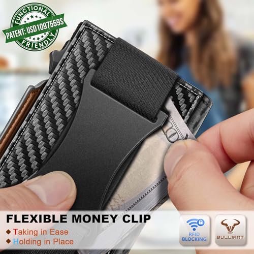 Men Slim Leather Wallet Metal Case Money Clip