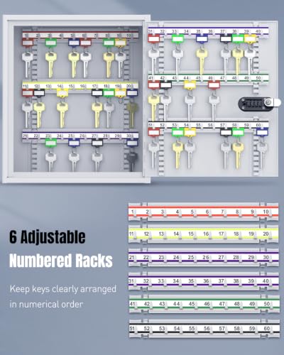60 Position Steel Key Cabinet with Combination & Key Lock