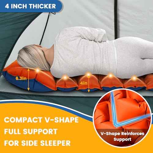4 Inch Camping Sleeping Pad with Foot Pump