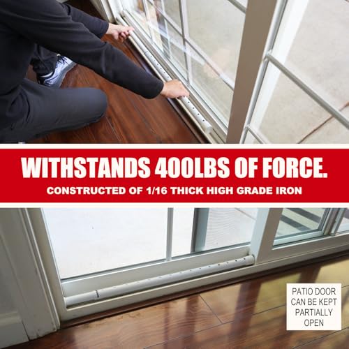 3-in-1 Door Security Bar, Security Door Stoppers & Door Barricade – Heavy Duty Adjustable Iron Security Lock Bar for Home Defense, Apartment & Travel Safety (2 Pack - White) (2 Count)