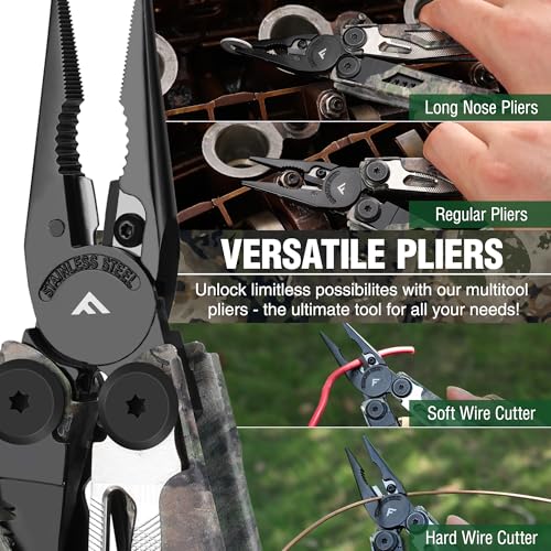 18-in-1 Camo EDC Multitool Pliers Fire Starter with Sheath