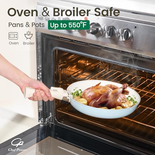 Ceramic Nonstick Pots and Pans Set 19 Piece with Detachable Handle