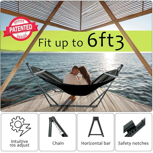Ultimate Relaxation Portable Hammock Stand with Cotton Canvas Net