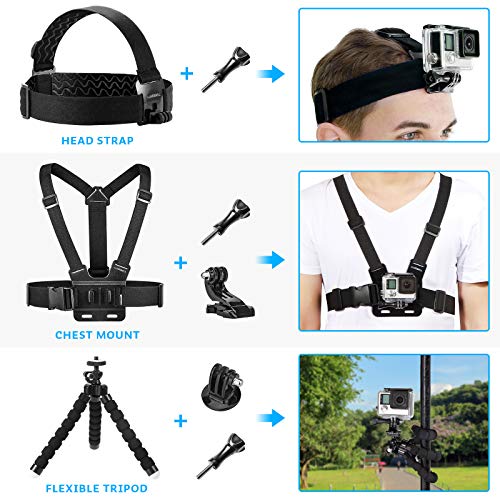 Action Camera Accessory Kit for GoPro Hero Black Silver 13 12 11 10 9 8 7 6 5 4 Session Max Akaso Xiaomi Accessories Tripod Head Chest Bike Mount Carrying Case
