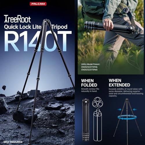 FALCAM TreeRoot F38 Quick Lock Camera Carbon Fiber Travel Tripod Max Payload 50Kg