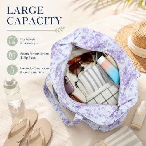 Waterproof Beach Tote Pool Bags for Women Ladies Extra Large Carry On Bag With Wet Compartment for Weekender Travel