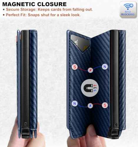 Men Slim Leather Wallet Metal Case Money Clip