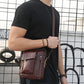 Men's Genuine Leather Shoulder Bag Small Men Messenger Pack Handbag Sling Crossbody Bag Man Purse for Business Work Everyday Outdoor Travel Deep Brown