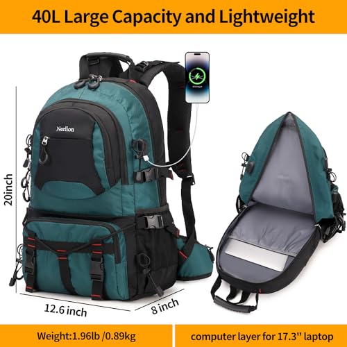 Nerlion 40L Hiking Backpack Travel Backpack for Men Women Camping Waterproof Outdoor Hiking Daypack Lightweight Backpack