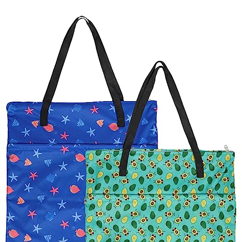 ALVABABY 2 Pack Large Wet Dry Bag Waterproof Hanging Cloth Diaper with Double Zippered Pockets 25x18 inches (2 Count)