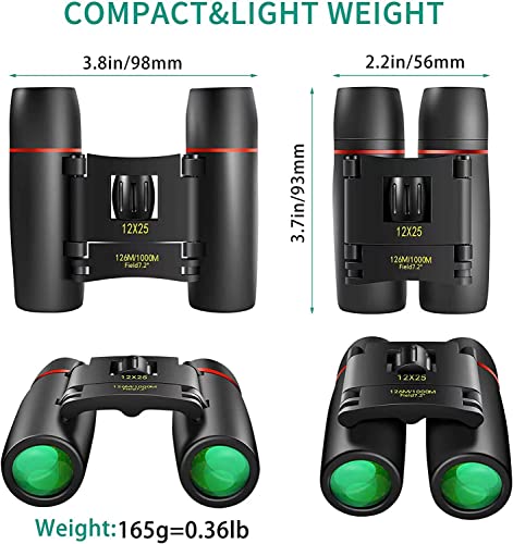 12X25 Small Pocket Binoculars Compact for Adults