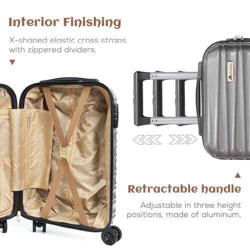 Luggage Set 3 Piece Luggage Set ABS hardshell Spinner Wheels Luggage Carry on Suitcase with Weekender bag & Toiletry bag