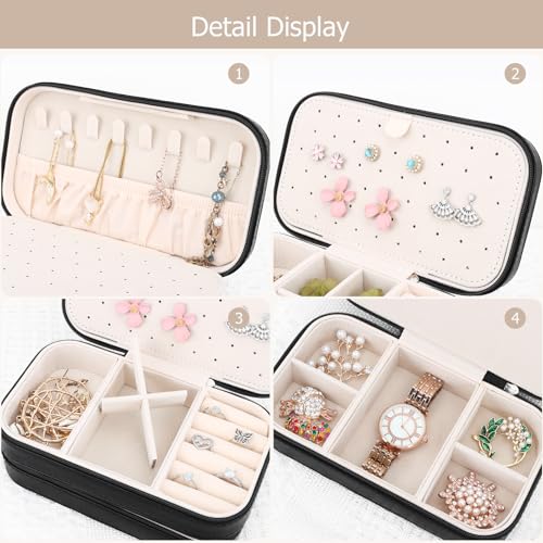 Small Travel Jewelry Box with Double Zipper