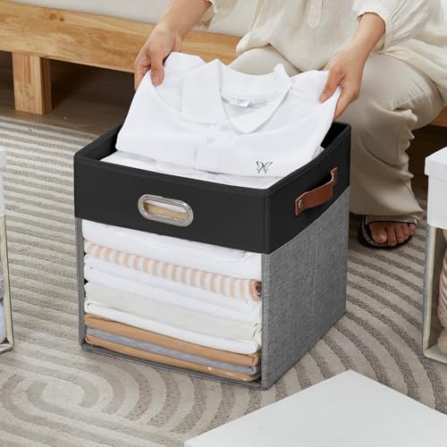 11x11 Inch Ultra Thick Fabric Storage Bins with Lids & Windows (3 Count)