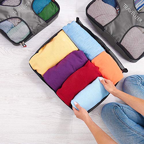 Grey Travel Packing Cubes 5 pcs Luggage Organizer Set for Bag & Suitcase