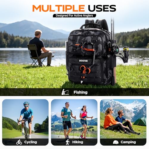 Fishing Backpack with Tackle Boxes and Rod Holders