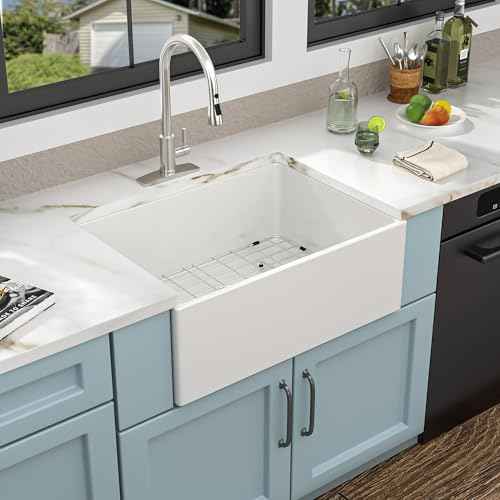 28"x20" White Farmhouse Sink