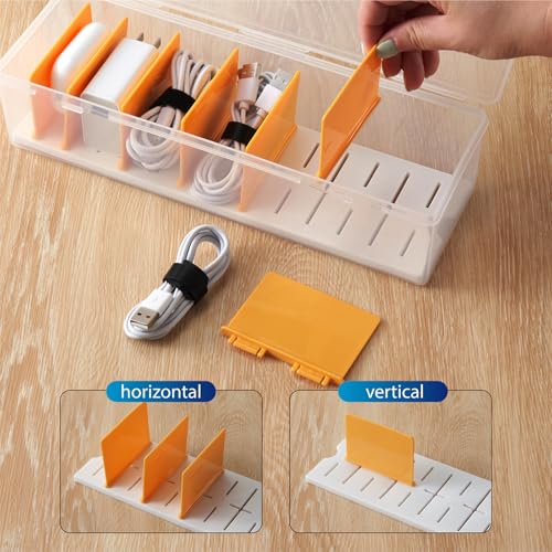 2 Pack Cable Organizer Storage Box with 16 Cable Ties (2 Count)