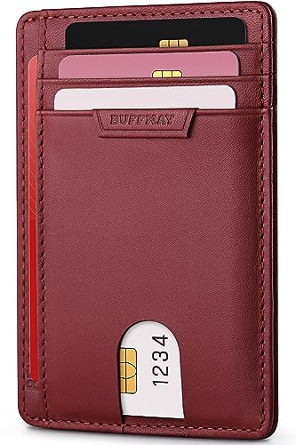 Slim Wallet for Men Women Minimalist Small Leather Front Pocket Wallets with RFID Blocking and Gifts Box