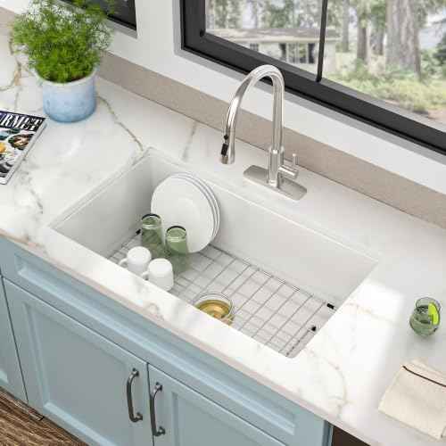 32"x19" White Undermount Kitchen Sink