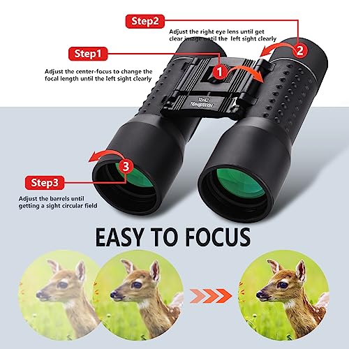12x42 Waterproof Binoculars for Adults with Large Objective Lens