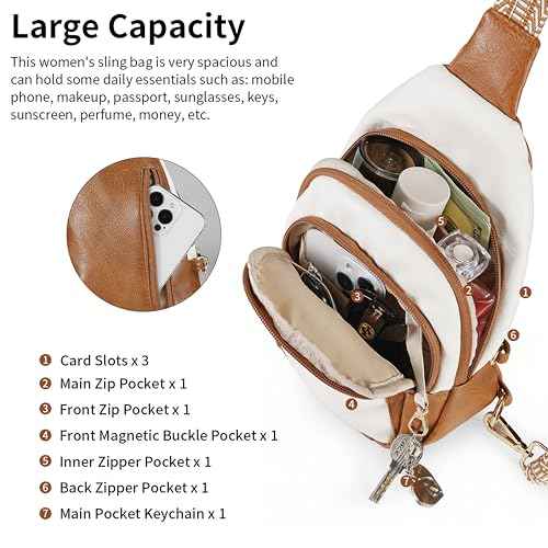 Crossbody Bags for Women Anti Theft Vegan Leather Sling Bag RFID Blocking Chest Bag for Travel