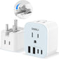 US to India Travel Plug Adapter, Foldable India Power Adapter with 4 USB(2 USB C Port) and 2 AC Outlets Charger, Type D Adaptor for US to India Bangladesh Maldives Pakistan Sri Lanka(1 Pack)
