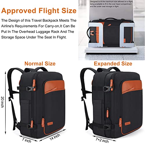40L Expandable Carry On Travel Backpack with 4 Packing Cubes