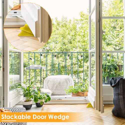 16 Pcs Heavy Duty Rubber Door Stops Wedge Stackable (16 Count)
