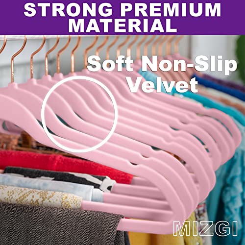 Velvet Hangers 50 Pack Non Slip Heavy Duty Light Pink Rose Gold Hooks (50 Count)