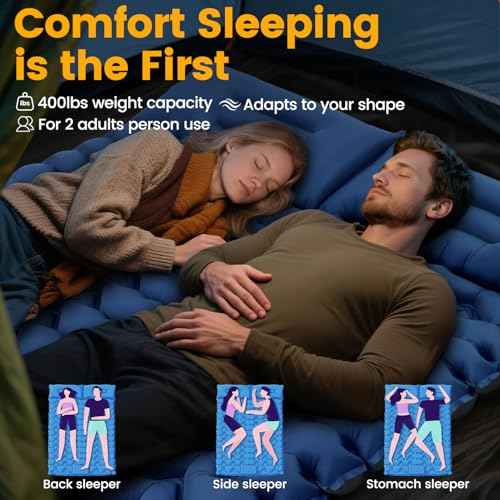4in Double Sleeping Pad for 2 Person with Foot Pump and Pillow