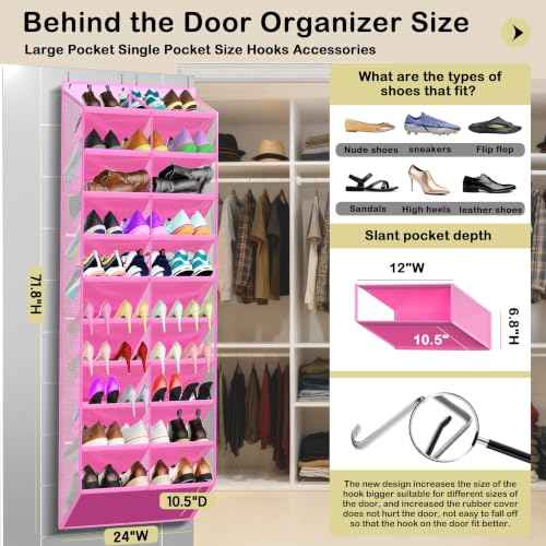 20 Pocket Hanging Shoe Organizer for Door (20 Count)