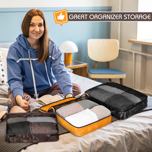 5 Pcs Packing Cubes for Suitcase Large Travel Cubes Carry on Luggage Organizer Bags for Clothes Accessories (5 Count)