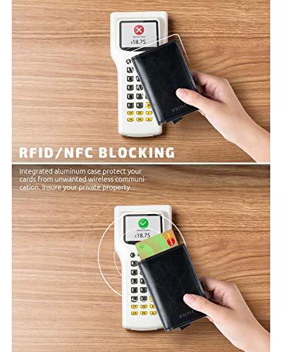 Card Holder Pop Up Slim Wallet Leather RFID Blocking Card Case Up to 8 Credit Cards Black (7 Count)