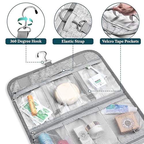Hanging Toiletry Bag for Women Men Foldable Travel Organizer