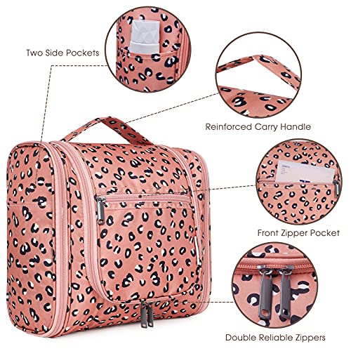 Hanging Cheetah Toiletry Bag for Women Travel Makeup Bag Organizer Toiletries Bag for Cosmetics Essentials Accessories