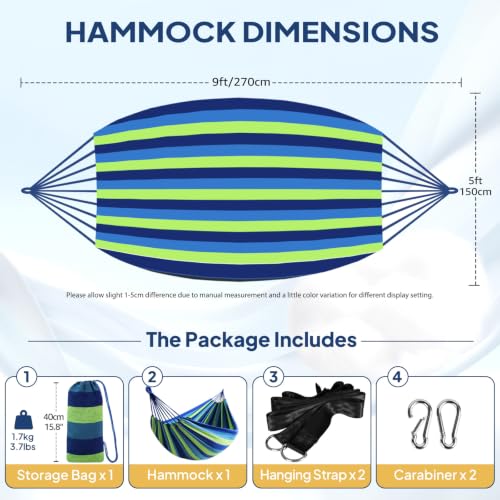 Cotton Camping Hammock Portable with Tree Straps Holds 660lbs